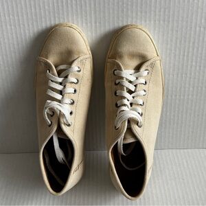Frye Beige Canvas Low Lace Sneakers 10.5M